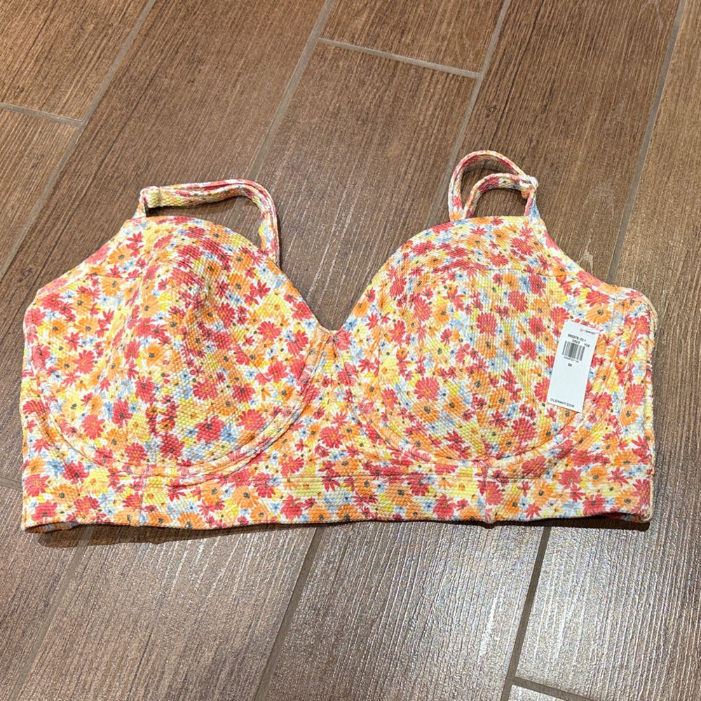 Old Navy Floral Bikini Top - Orange and Yellow